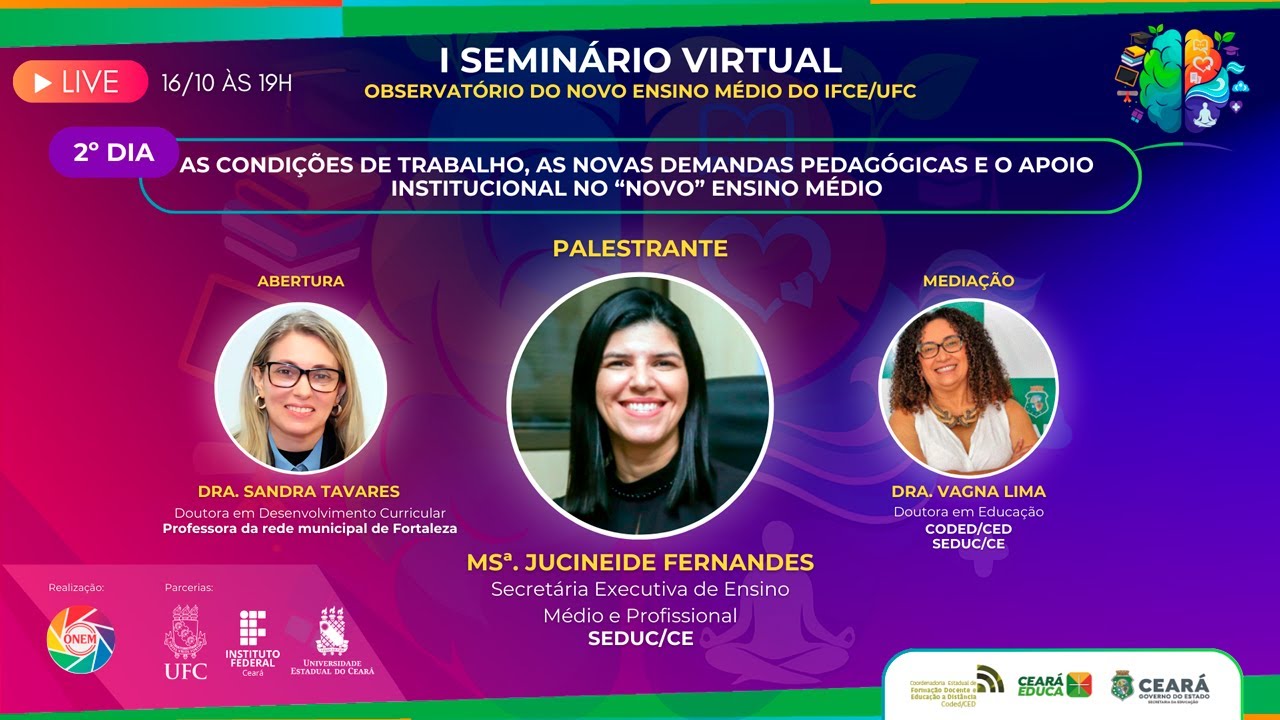 I Seminário Virtual – Novo Ensino Médio e a saúde do professor: confira a programação