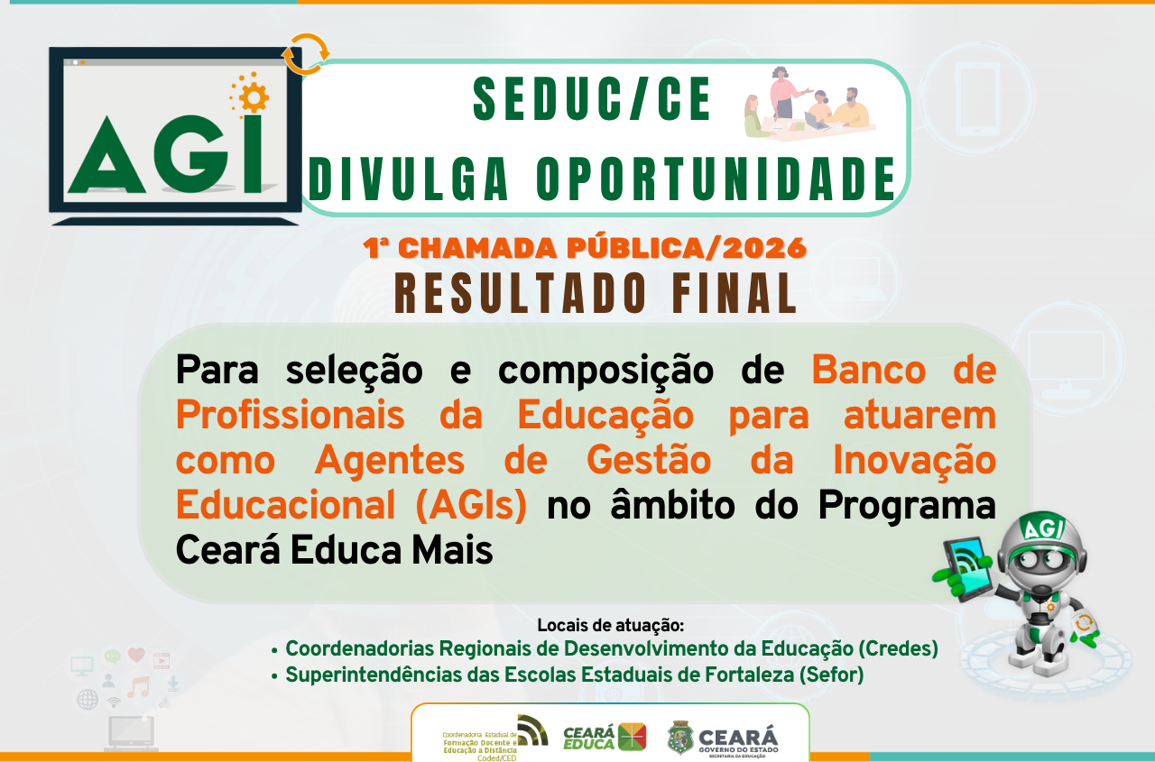 Resultado final da chamada para seleção de AGIs com atuação nas Credes e Sefor