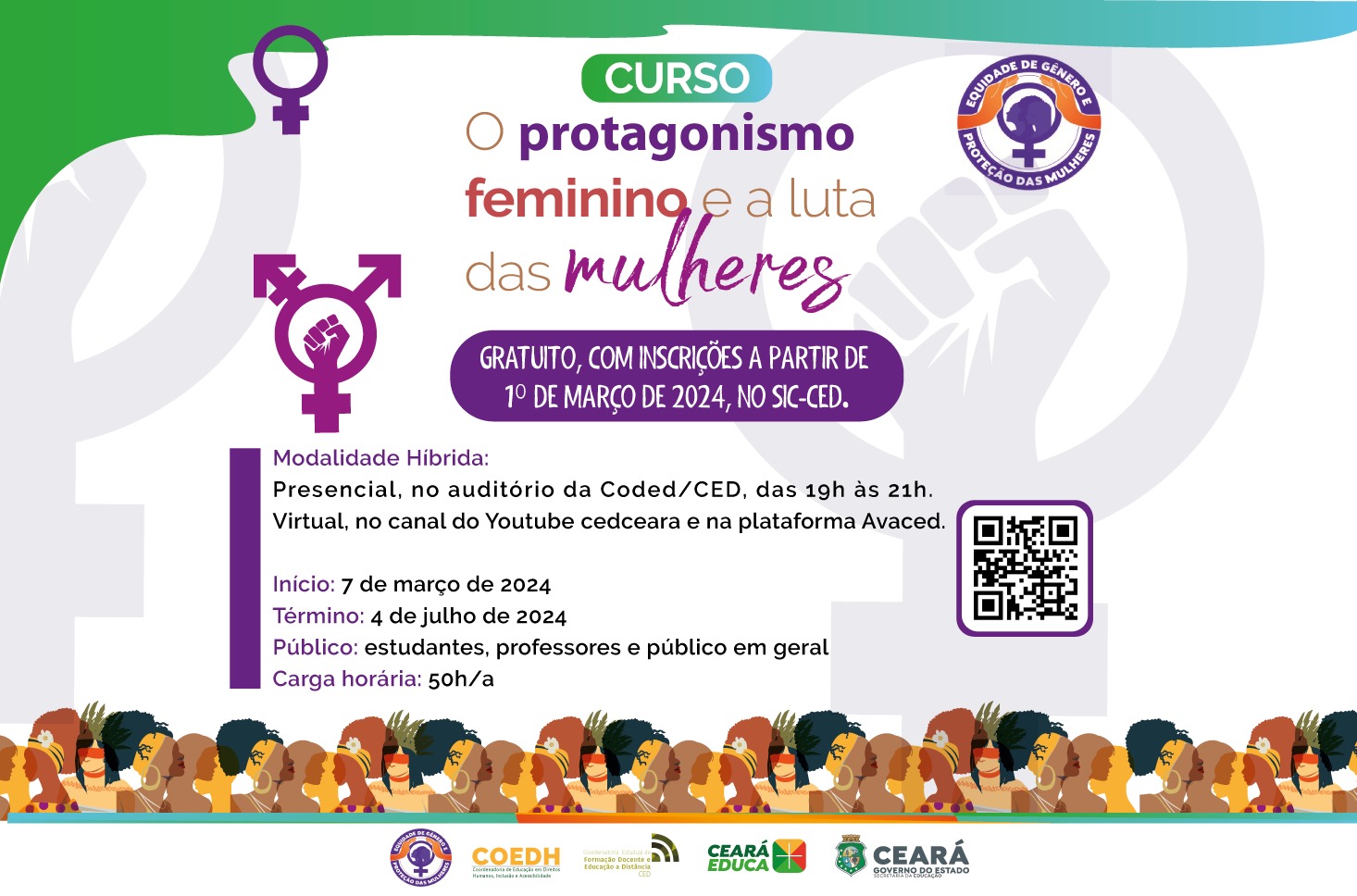 Seduc realiza curso “Protagonismo feminino e a luta das mulheres”