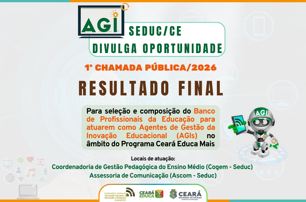 Resultado final da chamada para seleção de AGI com atuação na Seduc